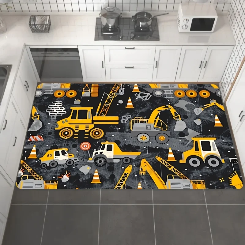 VIKAMA Excavator Carpet Car Mat Door Mat Machine Washable Soft Carpet Kitchen Rug  Rug For Bedroom Carpet For Living Room Home