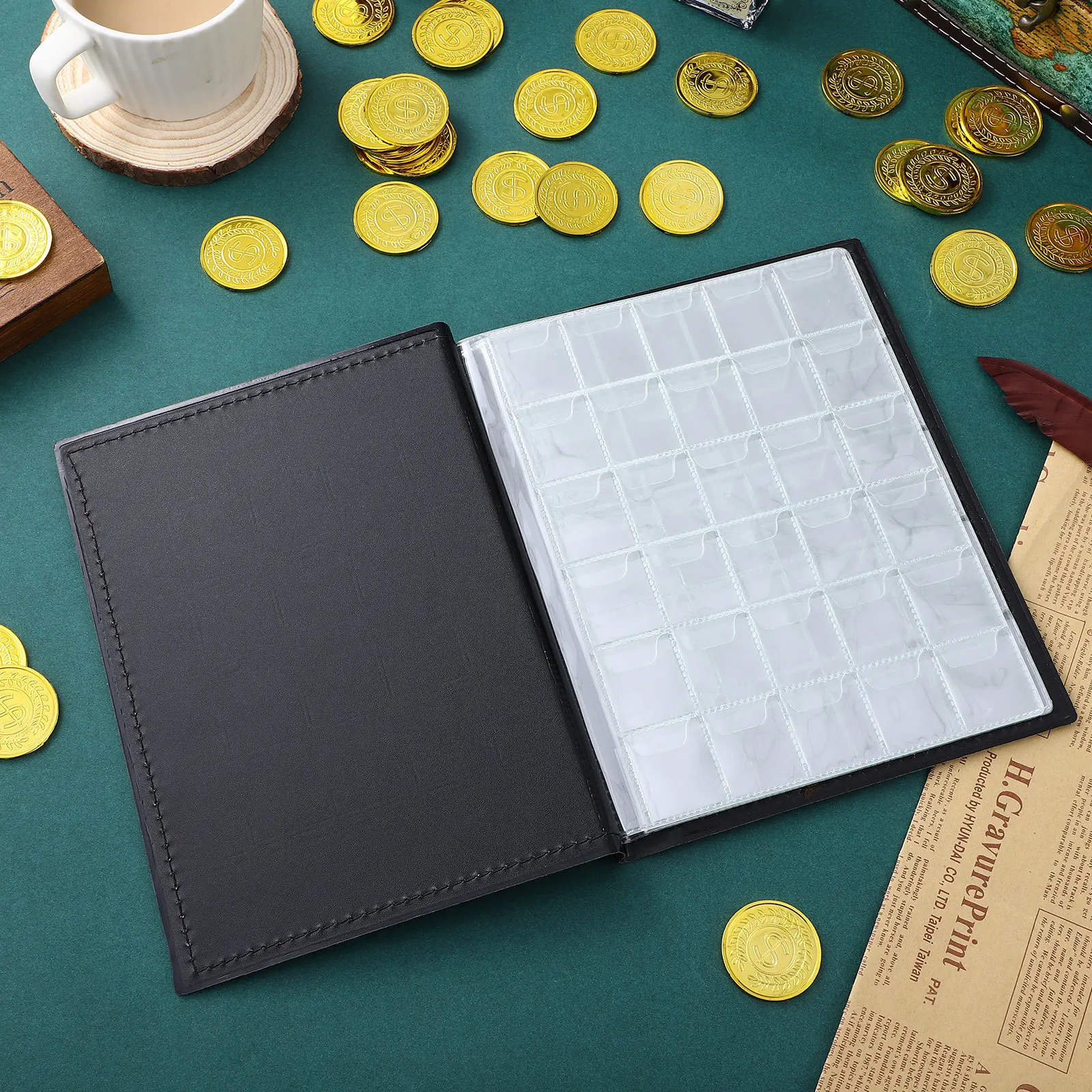كتاب جمع العملات المعدنية، غطاء من البولي يوريثان، ألبوم حامل العملات المعدنية السميك المقاوم للتمزق لعرض منظم التخزين #1