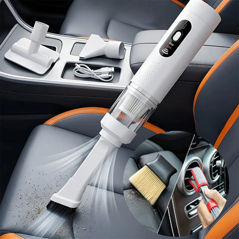 

Портативный беспроводной ручной автомобильный пылесос двойного назначения (всасывание и выдувание) с различными насадками для автомобиля, дома, животных и офиса