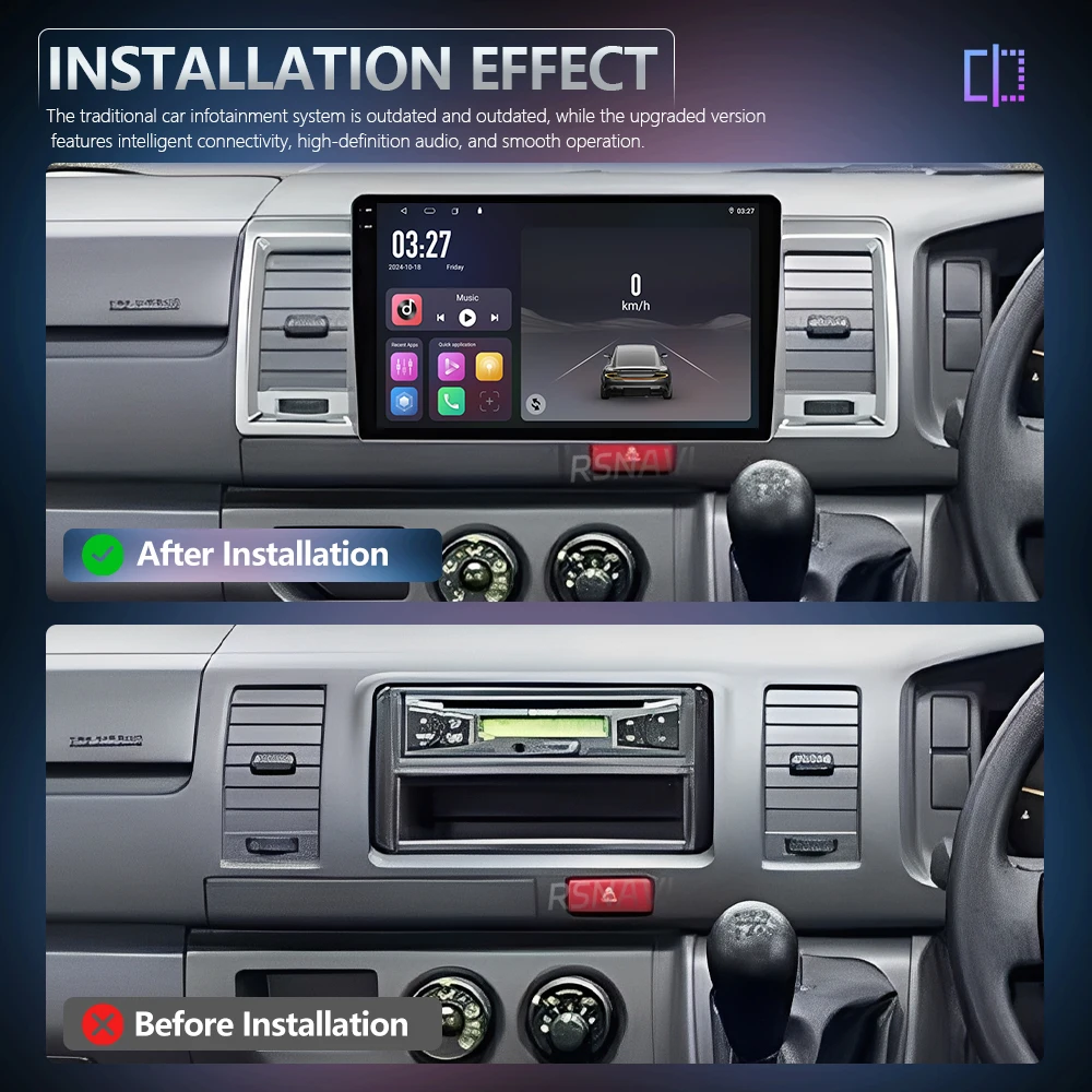 Plug and Play Android 16 Qualcomm Carplay Car Radio For Toyota Hiace 2015 - 2018 Navigation GPS Video Player Stereo Multimedia