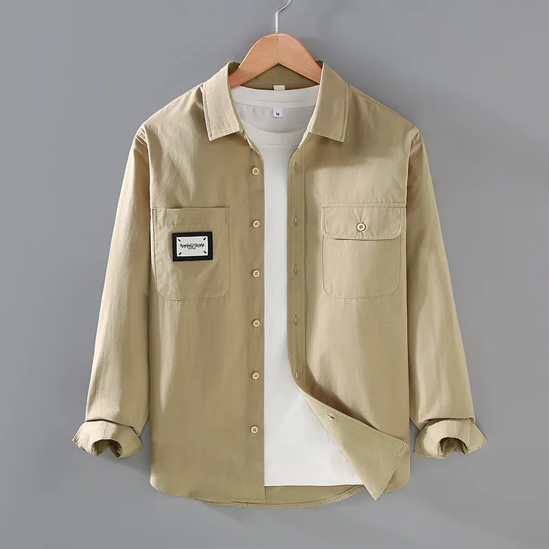 

Double Pocket Workwear Shirt Men's Casual Loose Fit Pure Cotton Fashionable Ameika Jacket Spring New Style Urban Youth Shirt