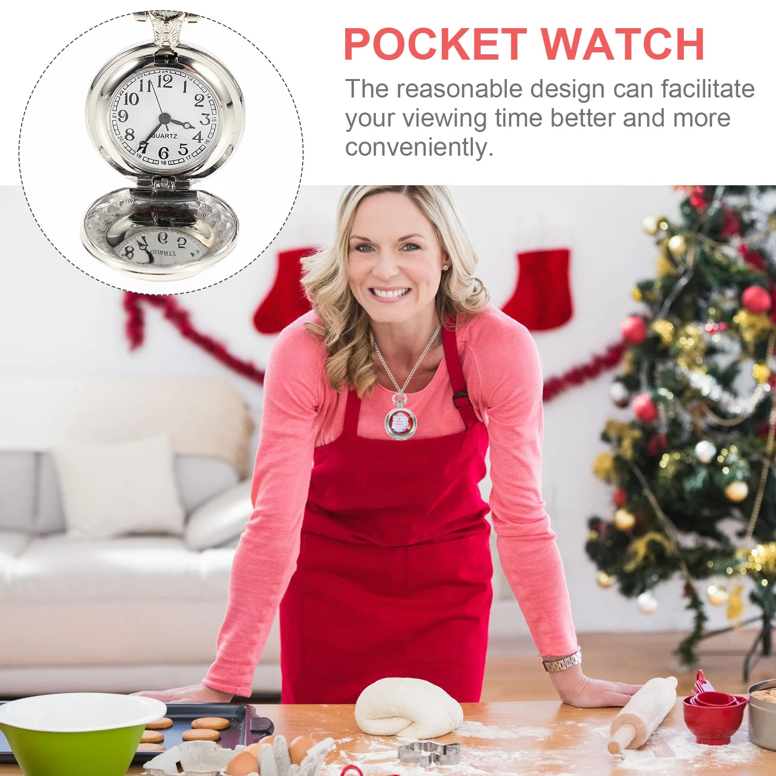 1 قطعة موضوع عيد الميلاد ساعة الجيب الرجعية خمر ساعة معلقة دائم سبيكة ساعة عملية ديكور هدية عيد #3