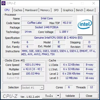 10TH COMET SEE QTJ2 0000 2,4G 6C12T BGA ZU LGA 1151