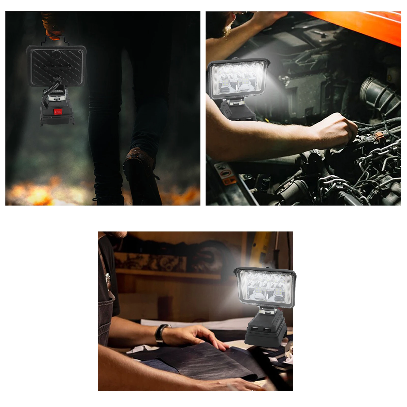 

Portable Job Site Light Cordless LED Work Light Job Site Lighting Heat Dissipation Outdoor Event Lighting Hand Tool Set