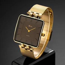 MISSFOX Simple Watch For Mens Luxury Square Quartz Clocks Man Fashion Casual Reticulum Belt WristWatch Reloj Hombre Dropshipping