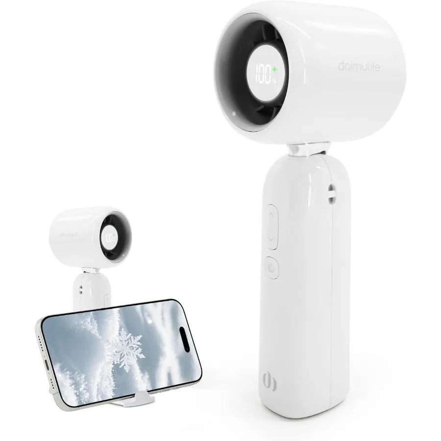 

Portable Handheld Turbo Fan 4500mAh Rechargeable Fan High Speed Fans 1100 Stepless Speed Adjustment Up to 16 Working Hours LED