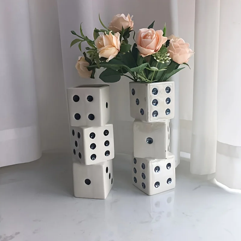 2027 Creative Dice Vase Rectangular Resin Vase Suitable for Water Culture Flower Modern Home Decoration Accessories