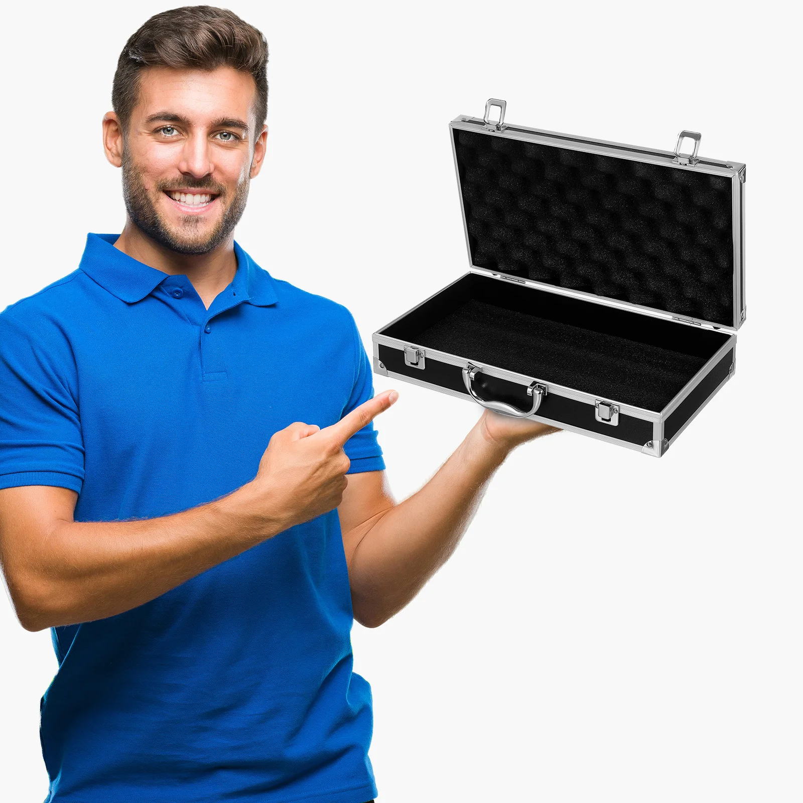 

Large Capacity Aluminum Alloy Tool Box Portable Medicine Storage Multi-Use Container for Home Hospital School with Safety Clasp