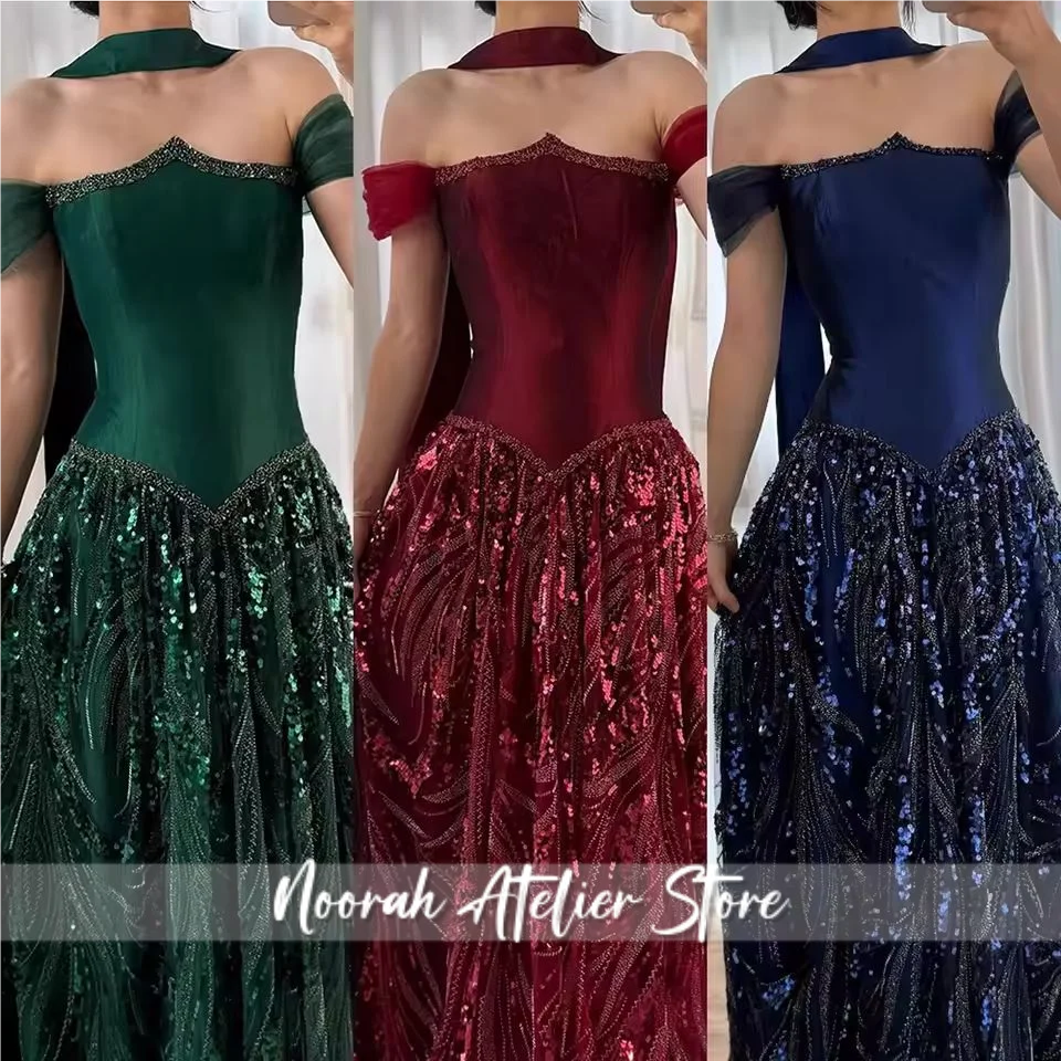 فساتين سهرة بشاح دبي بدون حمالات باللون الأزرق الملكي 2025 فستان حفلات ألين للحفلات الراقصة فستان رسمي مخصص