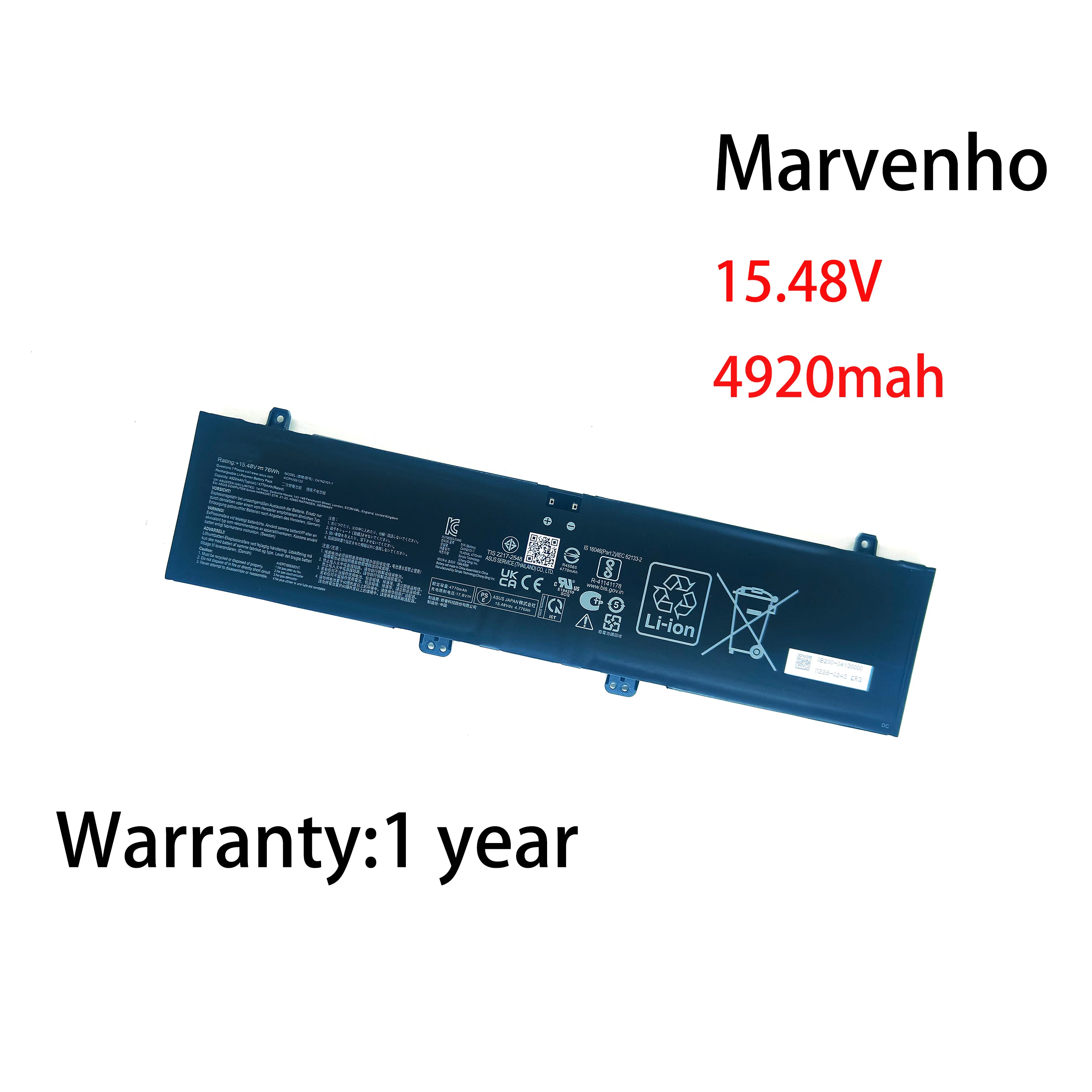 Marvenho New 15.48V 4920mah 76WH  C41N2101-1 C41N2101 Laptop Battery for  ASUS ROG Zephyrus G14 ZenBook PRO 17