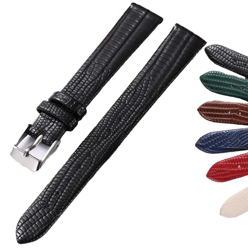 Lizard Grain Slim Leather Watch strap 8mm 10mm 12mm 14mm 16mm For Women Watch Accessories High Quality Lizard lines Watchband