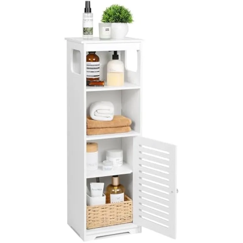 Small Bathroom Storage Cabinet, White Floor Standing Storage Cabinet Home Storage Furniture Shelf,Suitable