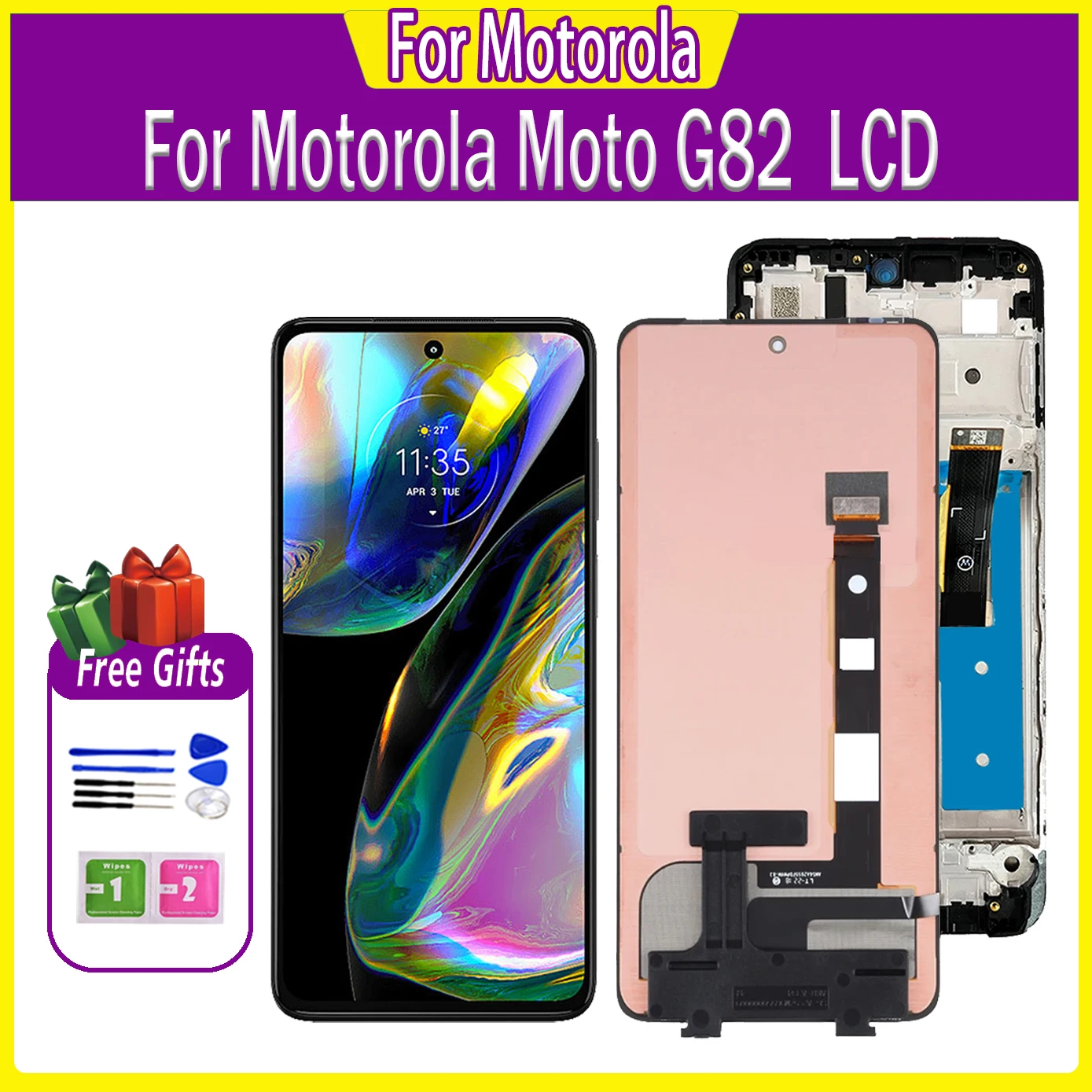 

100% протестированный AMOLED для Motorola Moto G82 LCD XT2225-1 дисплей, сенсорный дигитайзер в сборе, замена экрана