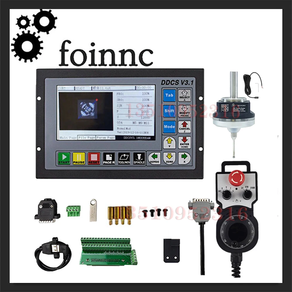 

Ddcsv3.1 G Code 3-axis 4-axis Offline Usb Cnc Controller Kit + Emergency Stop Mpg Handwheel + 3d Edge Finder Probe