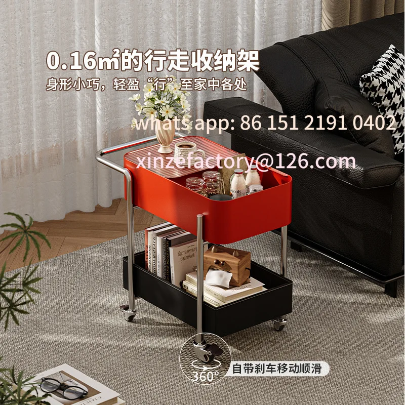 عربة معيشة قابلة للتخصيص، متعددة الطبقات، تخزين منزلي من الدوبامين، وجبات خفيفة جانبية للأريكة قابلة للإزالة في القرون الوسطى مع رف عجلات #2