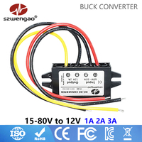 Low price 15-80V Step-down to 12V Buck Module Converter 24V 36V 48V 60V 72V 1A 2A 3A DC Voltage Regulator Converter Power Supply
