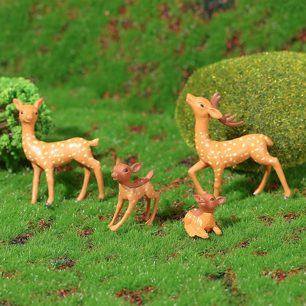 

12pcs Mini Deer Statue Resin Animal Figurines 1 2 3 4 Each Strong Durable Decoration DIY Landscaping