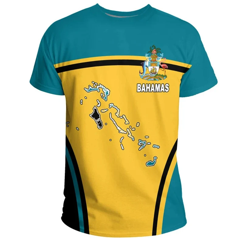 The Bahamas Flag Map 3D Printed T Shirt For Men Clothes Fashion Male T-Shirt National Emblem Tshirt Independence Day Tee Tops