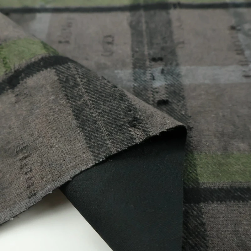 

Grey Cotton Blend Dyed Perforated Plaid Fabric Soft and Skin Friendly Windbreaker Jacket Designer Spring Autumn Fabric