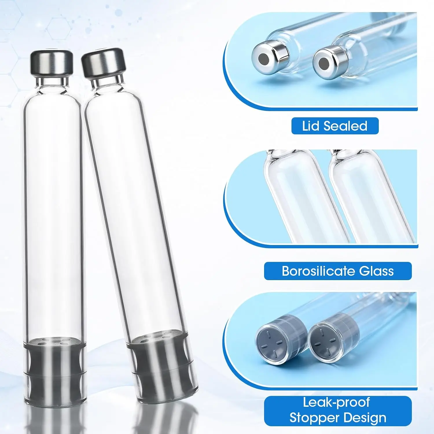 6/18/36/72 Stück Sterile Einzelverpackung 3ml Glaskartusche für Insulin/Peptid, 11mm Verschluss, V1/V2, Auslaufsicher, Sterilisiert – Detail 5