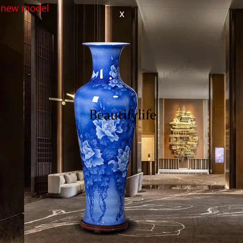 DD182High-end hand-painted ceramic floor-to-ceiling large vase living room hotel housewarming new home decoration ornament