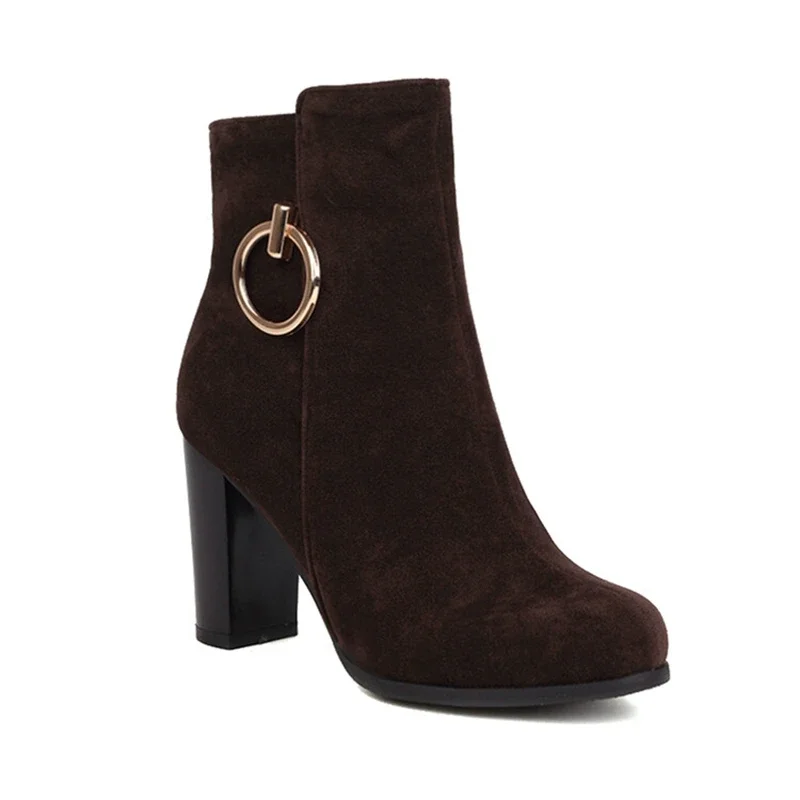 BLXQPYT Zapatos De Mujer الكاحل النساء الأحذية مثير موضة الخريف الشتاء عالية الكعب الجانب سستة Botines Mujer حجم كبير 46 47 W-2