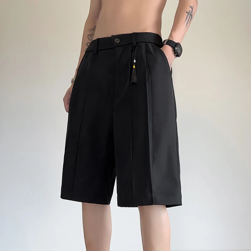 Summer Suit Shorts Men Fashion Social Mens Dress Shorts Korean Loose Black White Casual Shorts Mens Office Formal Shorts M-3XL