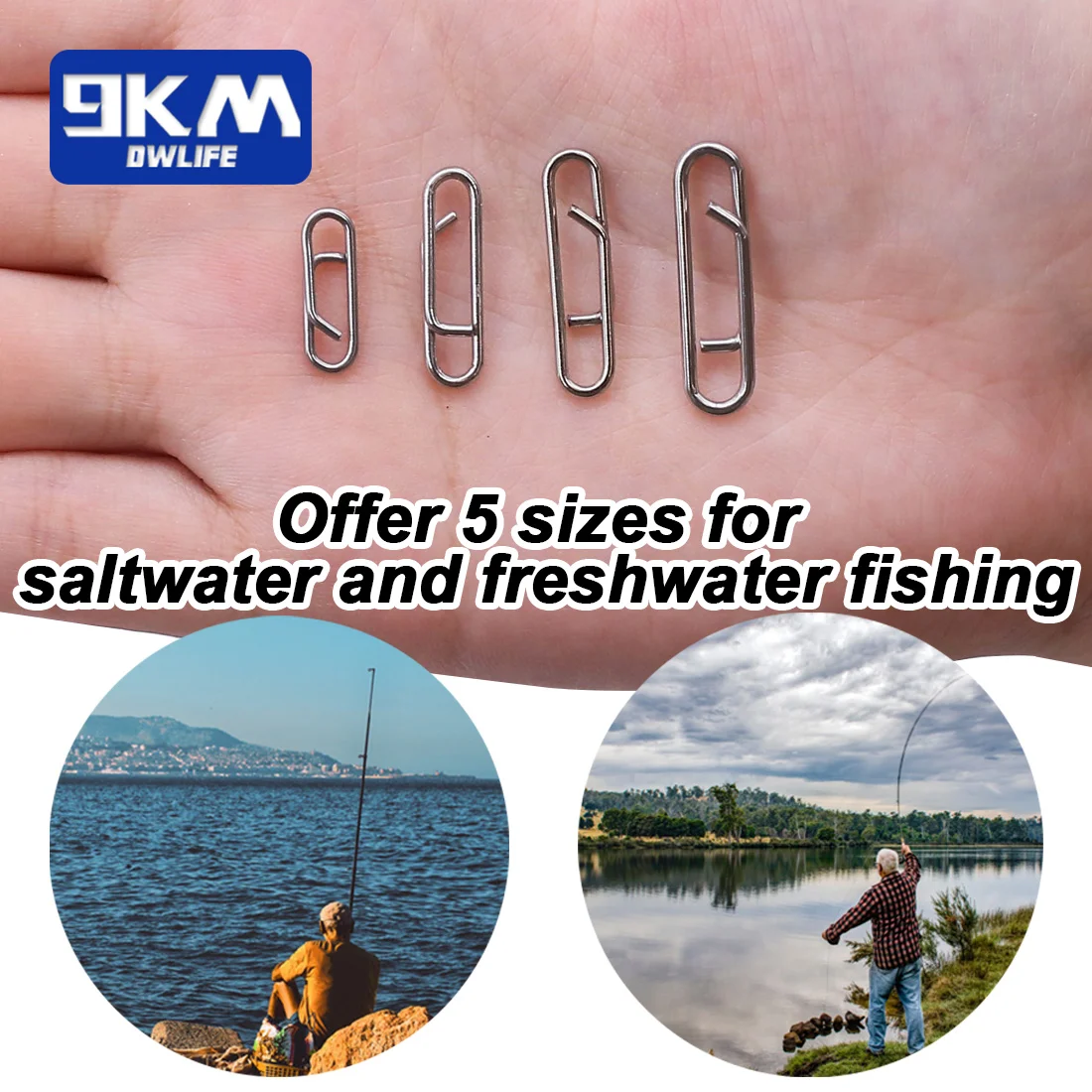 9KM 50-100 Stück Edelstahl-Angelclips, Schnellwechsel-Swivel-Verbinder für Crankbait-Popper-Köder – Detail 4