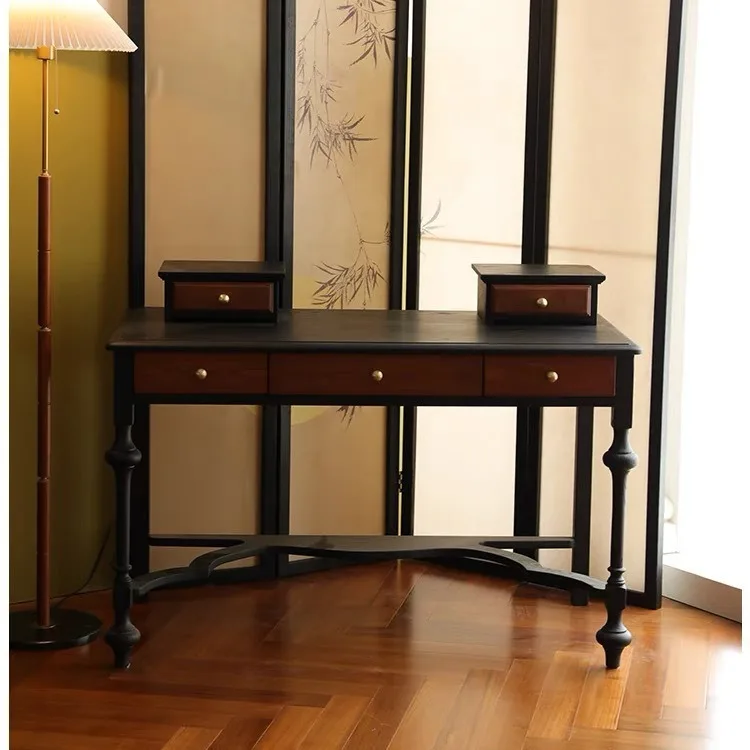 

French bedroom dresser retro contrasting color designer makeup table makeup chair combination