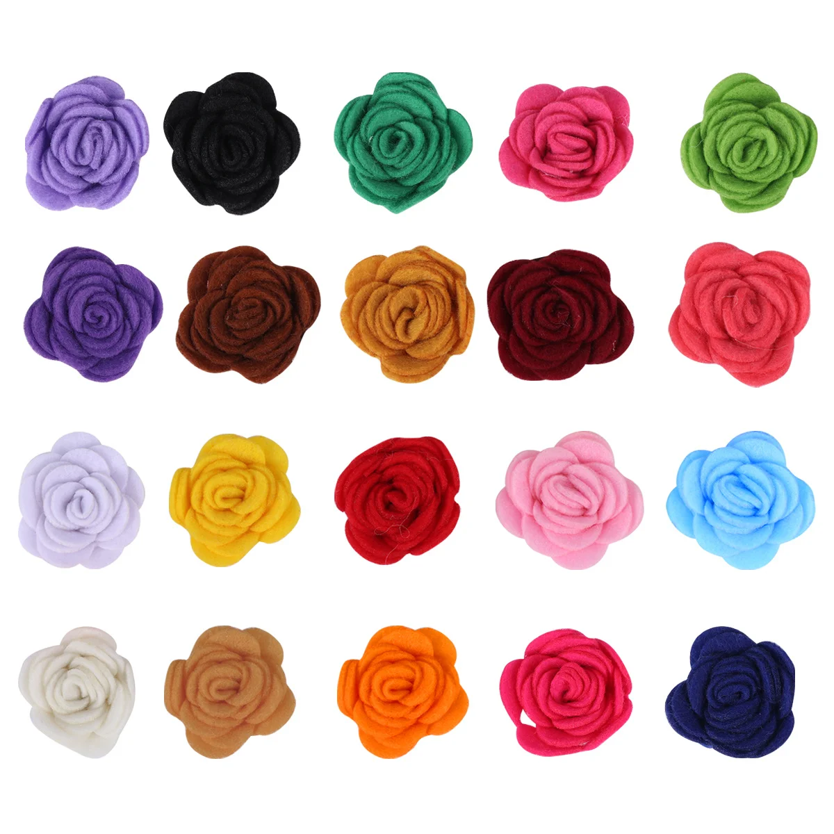 

20Pcs 3.5cm Felt Roses in Mixed Colors Beautiful Soft DIY Fabric Flowers for Crafting Scrapbooking Clothes Decor Headband Hair