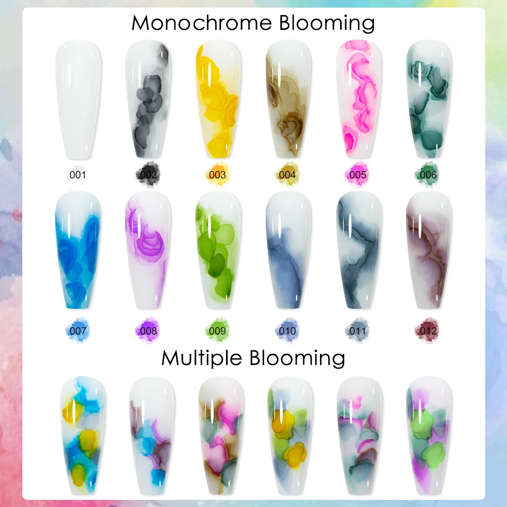 MIZHSE 6/12pcs/Set Gel Nail Polish Set Blooming Watercolor Ink Flowers Semi Permanent Enamel Varnish Nail Polish for Nails Art