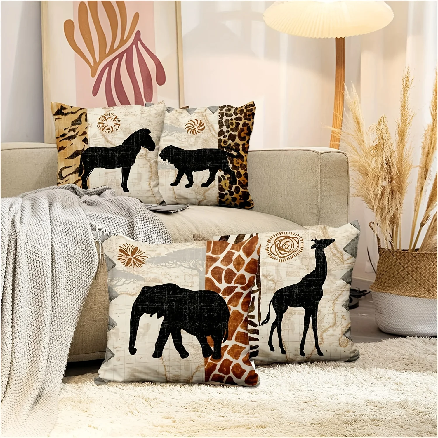 Leopard animal totem decoration, pillowcase ultra-soft polyester material living room sofa back car pillowcase decoration