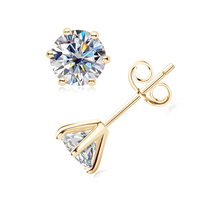 Anziw Real 3 Carat 2ct D Color GRA Moissanite Stud Earrings for Women 1ct Solid 925 Sterling Silver Fine Jewelry 18K Gold Plated