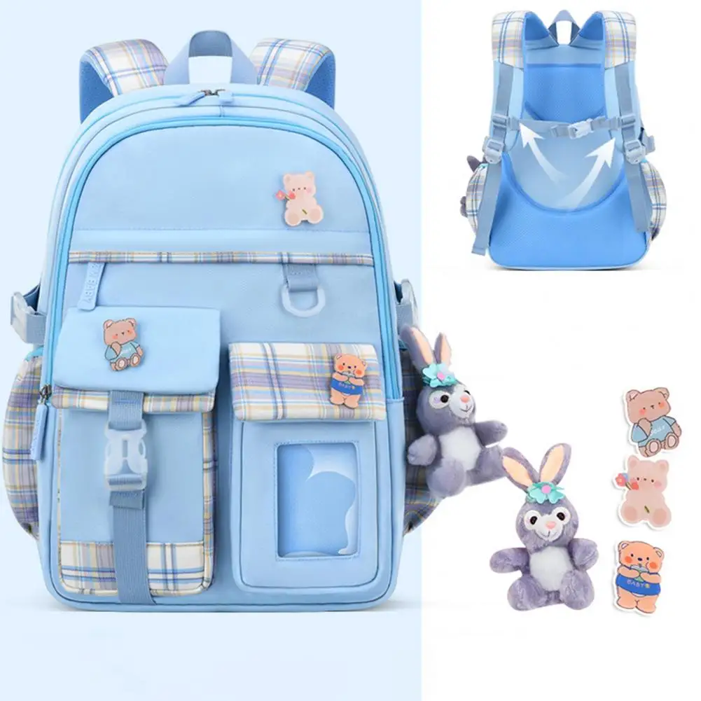 Mochila escolar para niñas, Bolsa Escolar con diseño de animales de dibujos animados, resistente al desgaste, de 6-12 años, útil, portátil y espaciosa