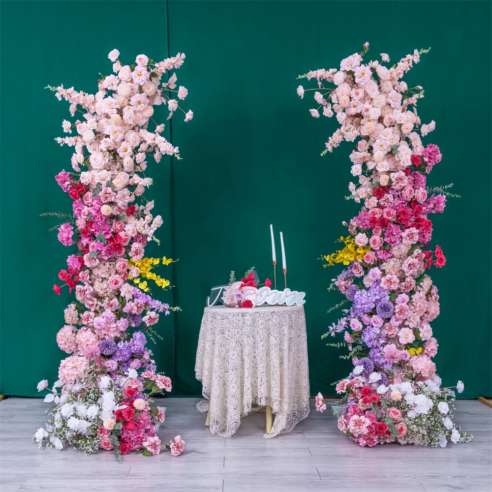 

Sztuczne Kwiaty Decoration Wedding Welcome Area Artificial Floral Arrangements Purple White Flower Runners Height 7.2ft/2.2m