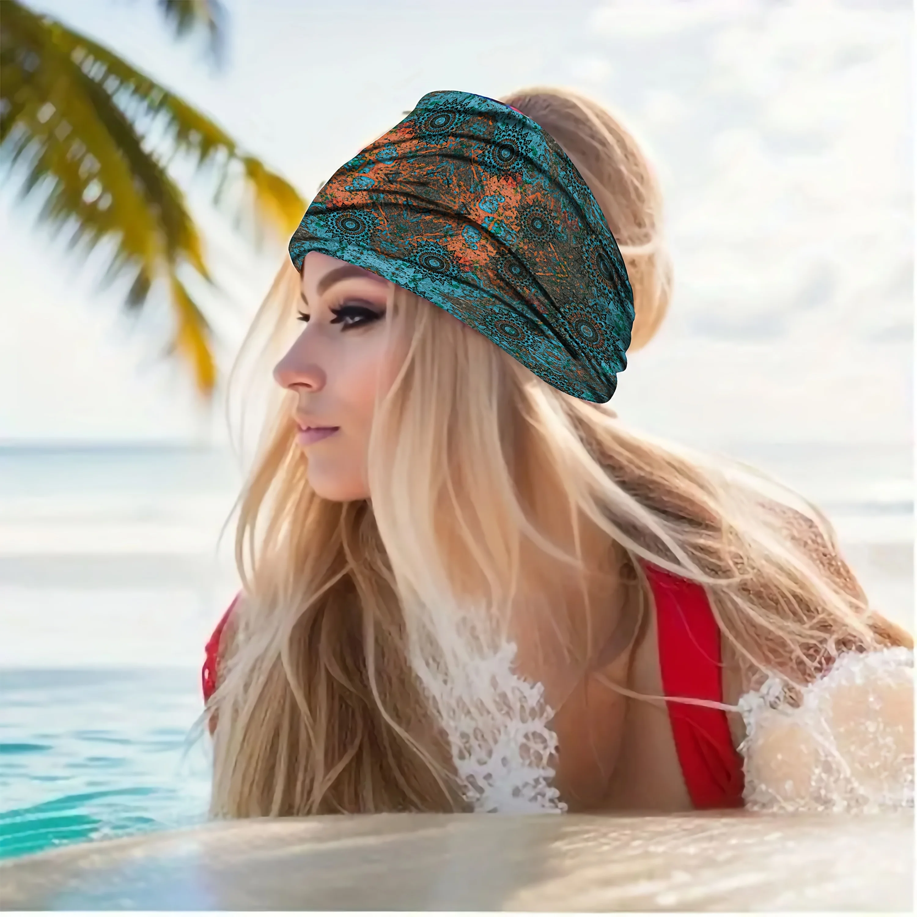 1 Stück Neues Boho-Haarband Personalisierte Stirnbänder Elastisches Bündel Schweißabsorbierend Atmungsaktiv Damen Breiter Rand Kopfbedeckung – Detail 5