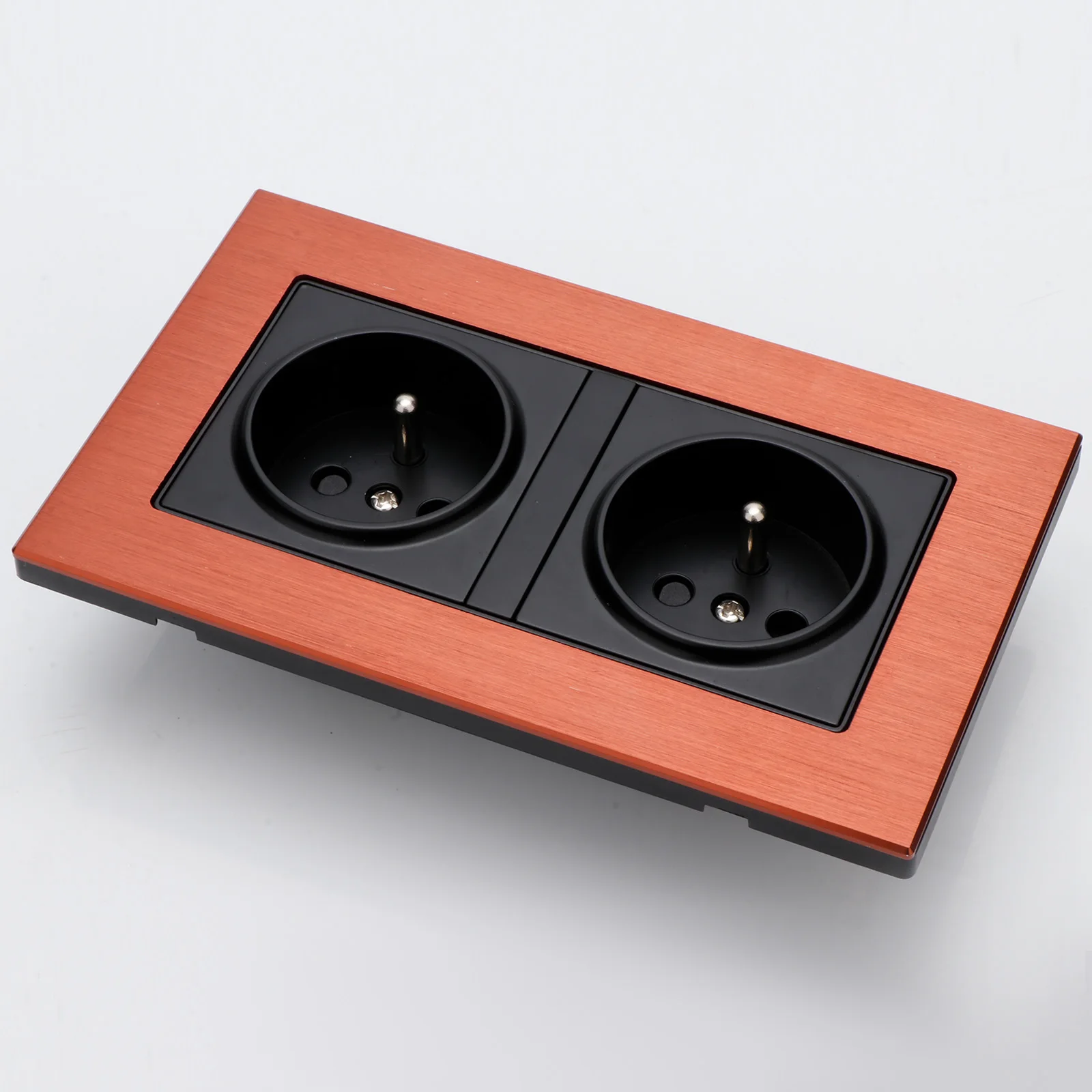 FT-SWS Schuko-Wandsteckdose aus doppeltem Rhodium mit 24 Karat vergoldeter Phosphorbronze