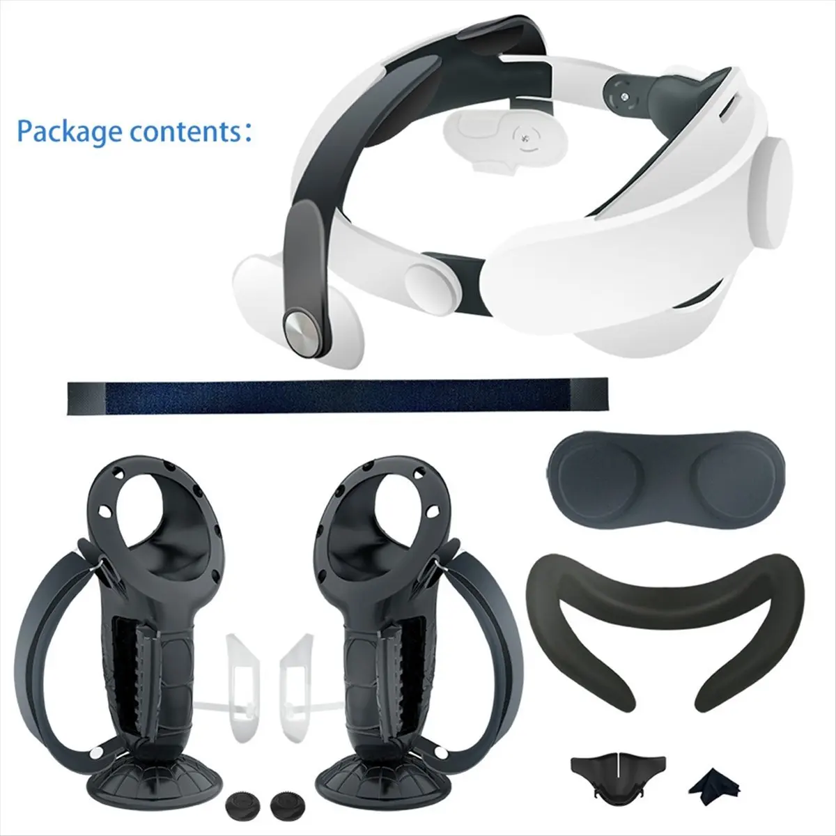 RISE- Handle Controller Protective Cover+Headband+ Battery Cover+ Lens Protective Cover Set for Meta Quest 3 VR Accessories