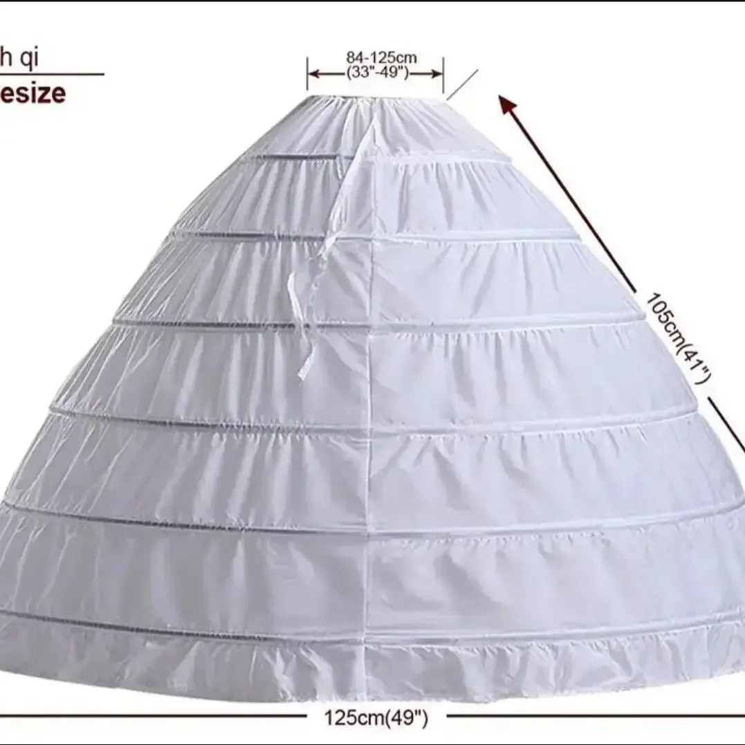 Lowest Price Wedding Accessories Underskirt White Women Petticoats 6 Layers Steel Ring Draw String Bind