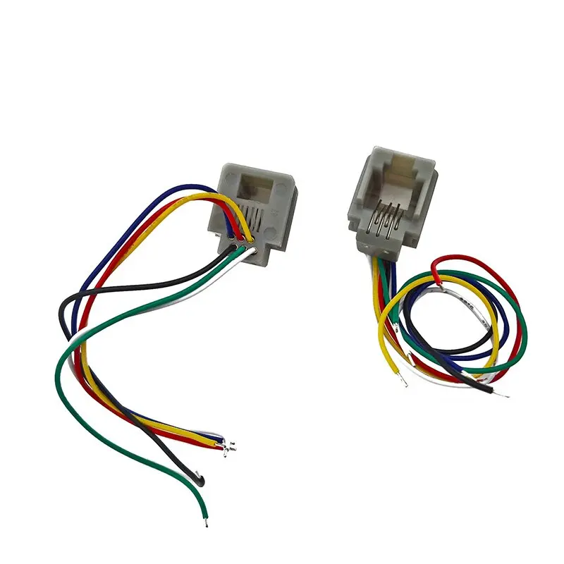 

20PCS 623K cable socket RJ12 female 6P6C with black blue green red white yellow six-core wire tail tin