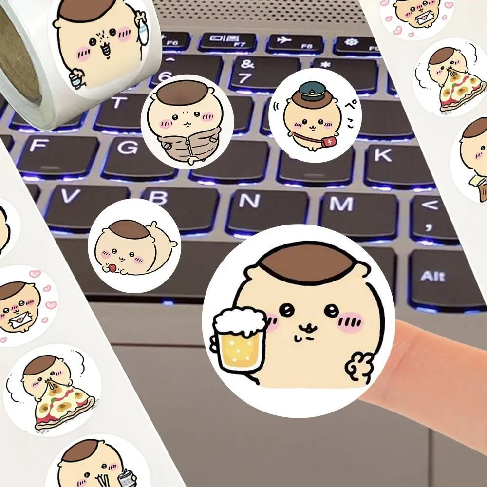 Novo Rolo de Adesivos Chestnut Manju Kawaii Anime Mascote Mini Etiqueta Redonda Decoração para Diário Presente para Meninos Meninas Fãs