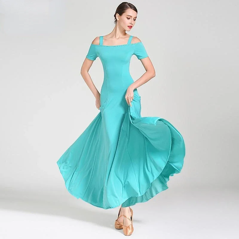 Modern Dance Costume Women Ladies Adults Dancewear Waltzing Tango Ballroom Costume Evening Party Dress