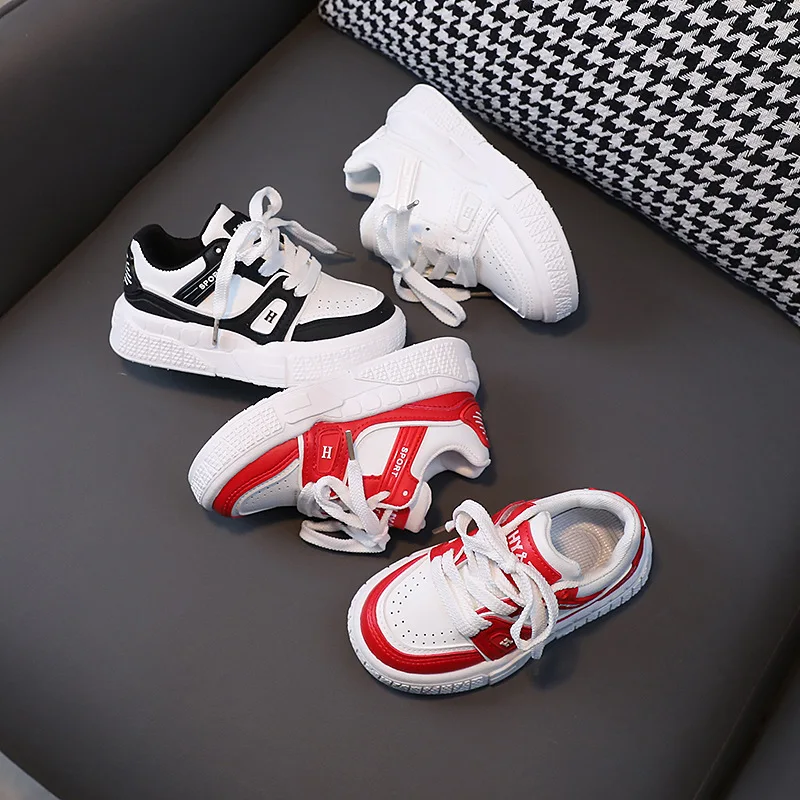 Spring New Baby Sports Shoes Children\'s Casual Trend Running Shoes Fashion Contrasting Colors High-Top Board Shoes Kids Sneakers