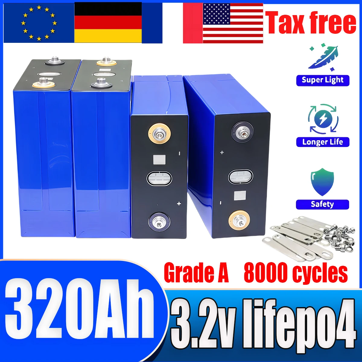 

10000 циклов класса A 3,2 В 320 Ач 340 Ач Lifepo4 DIY 12 В 24 В 48 В RV автомобильная морская аккумуляторная батарея для хранения энергии без налога