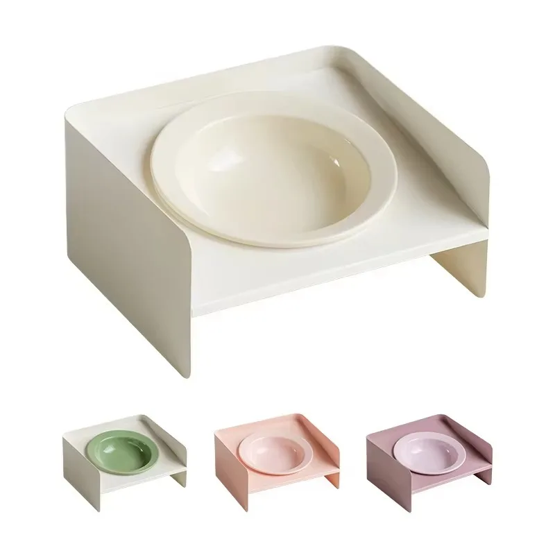 

Customizable Durable 15 Tilt Modern Solid Food-Grade Ceramic Eco-Friendly Non-slip Stand Stainless Steel Pet Bowl for Cats