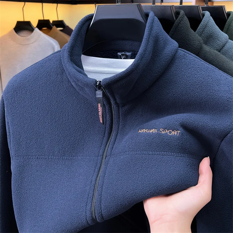 High end Brand zipper stand collar men's jacket fashion new exquisite letter embroidery comfort pocket autumn winter casual coat