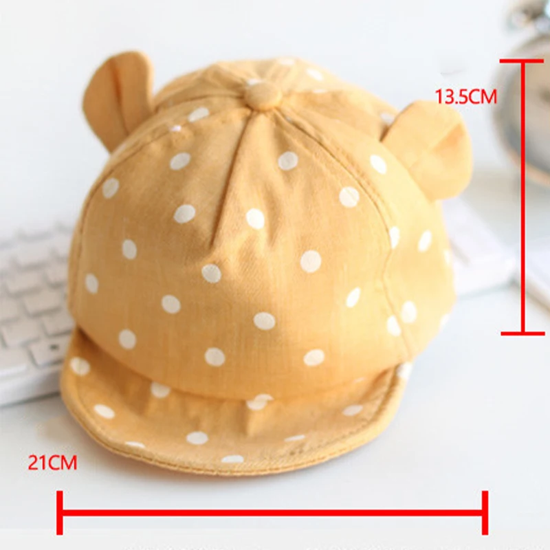 Baby Hats 2022 Summer Kids Cotton Peaked Cap Toddler Cute Dot Girls Boys Hat Child Cute 3D Ear Baseball Caps Infant Soft Sunhat