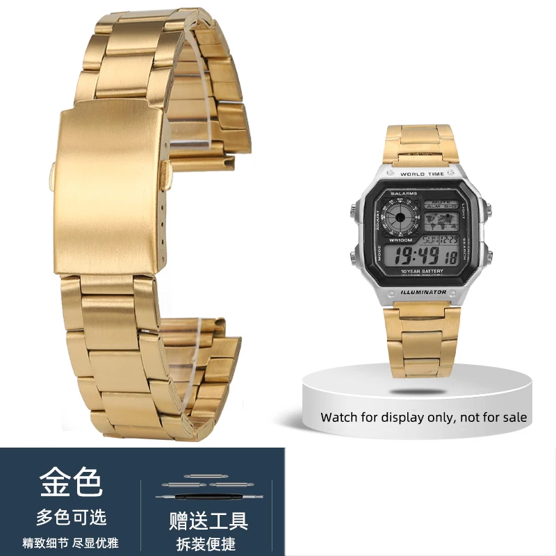 18 مللي متر حزام ل كاسيو AE1200 1300 F-91W الفولاذ المقاوم للصدأ حزام الساعات W219 SGW400 F84 F105/108/A158/168 الرجال النساء سوار معدني حزام