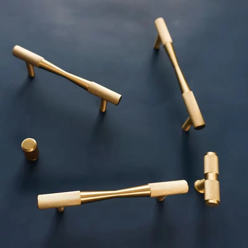 Designed 8PCS Solid Brass Knurled Furniture Pulls Handles Drawer Knobs Cupboard Wardrobe Closet Dresser Cabinet Door Pulls Knobs