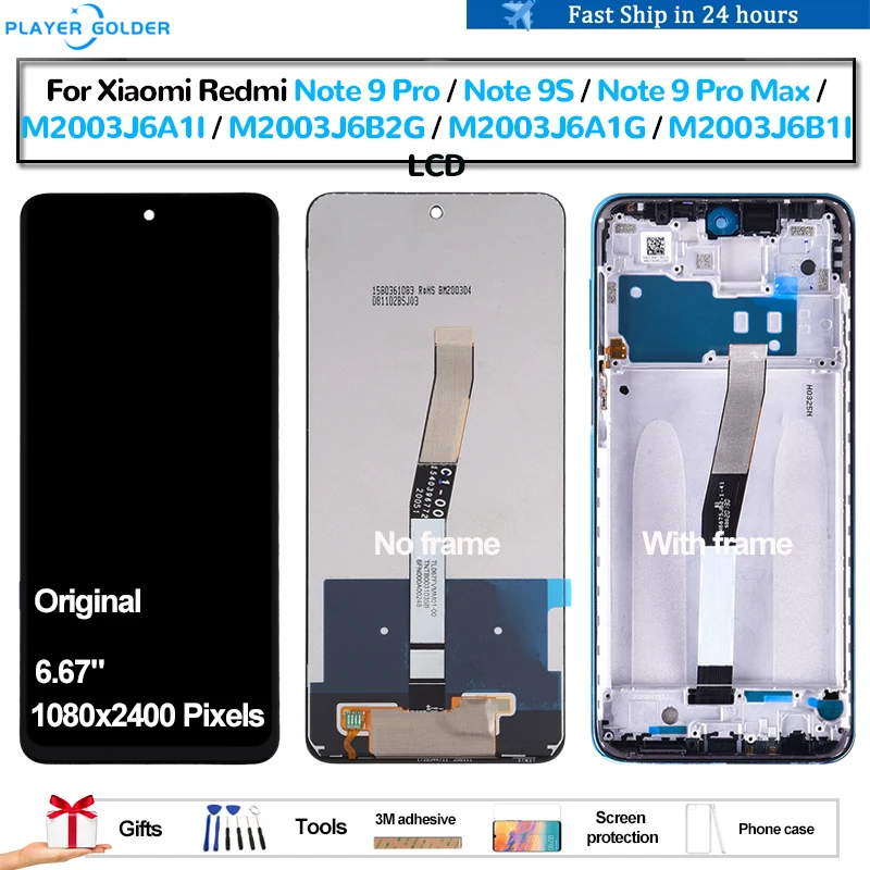 Original For Xiaomi Redmi Note 9 Pro Note 9S Note 9 Pro Max Pantalla lcd Display Touch Panel Screen Digitizer Assembly Repair